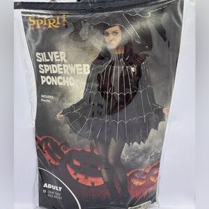 Spirit Silver and Black Spiderweb Poncho Costume